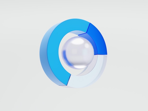 Un modelo 3d de un círculo con un círculo azul y blanco en el centro.