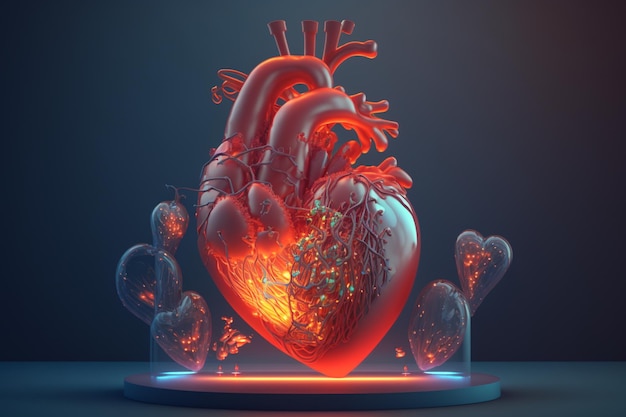 Un modelo 3d de un corazón con las palabras corazón en él