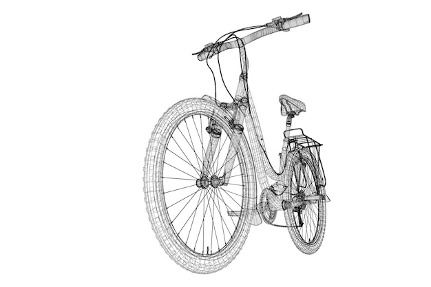 Modelo 3D da bicicleta de montanha, estrutura corporal, modelo de fio