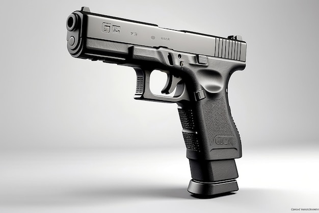 Foto modelo 3d de arma glock 19 gen 4 em fundo branco