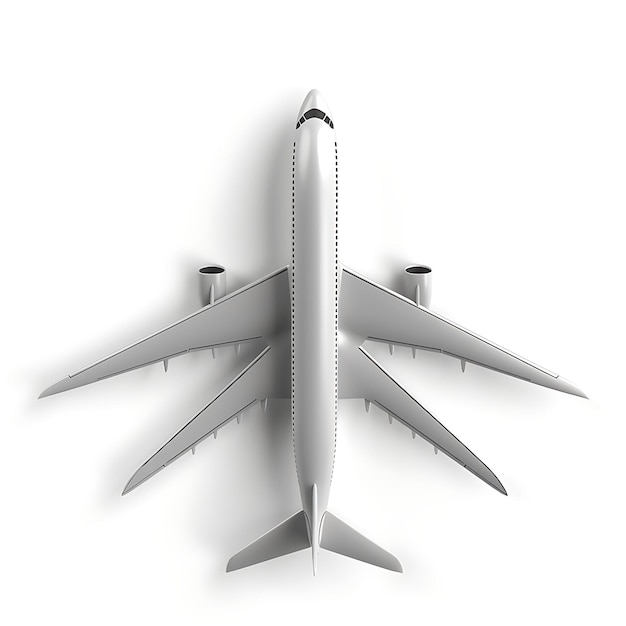 Modelo 3D de avião com design elegante e renderizado em cinza frio W Isolado em branco BG Render Clipart