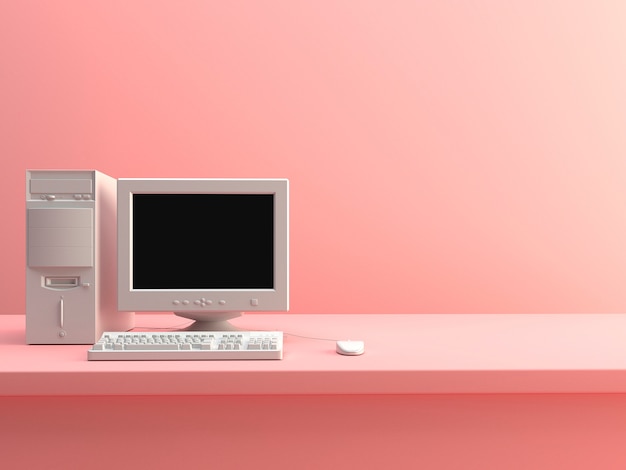 modelo 3D de computador retrô