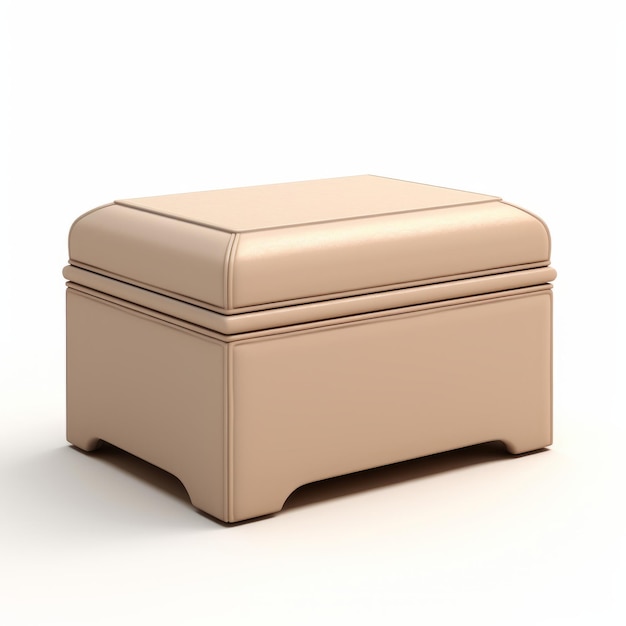 Modelo 3d de couro beige otomano com armazenamento aberto