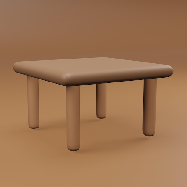 Modelo 3d de mesa marrom com fundo marrom