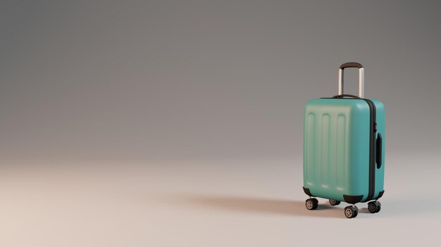 Modelo 3d de um conceito de férias 3d de mala com mala e lugar para texto Cartaz 3d de tempo de viagem
