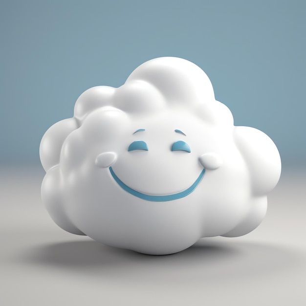 Modelo 3D de um objeto isolado de nuvem feliz