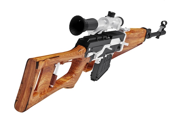 modelo 3D de um rifle sniper isolado em um fundo branco