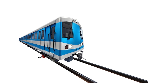 Modelo 3d de um trem de metrô em um fundo branco isolado renderização 3d