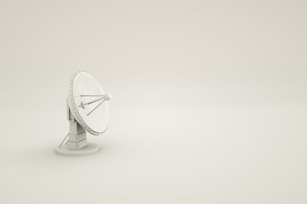 Modelo 3D de uma antena de TV redonda em um fundo branco isolado Antena de TV por satélite 3D isométrica