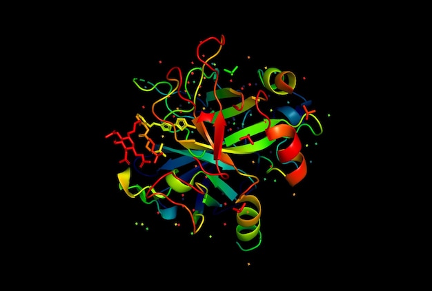 Modelo 3D de uma molécula de proteína