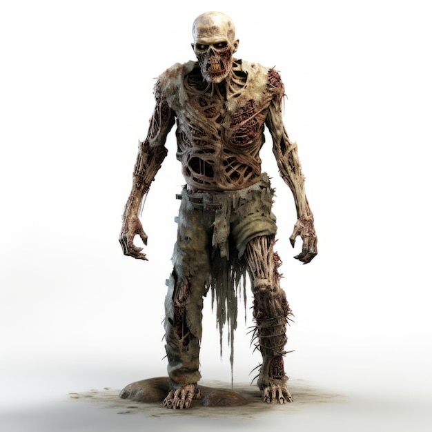 Foto modelo 3d detallado de zombie caminando muerto por monster