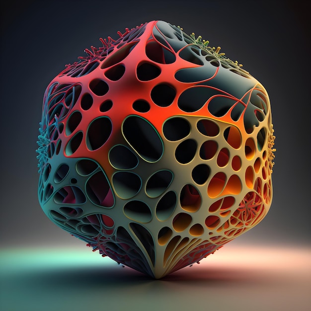 Modelo 3D do banner do neurônio da rede neural Logotipo AI da rede neural em cores da moda Generative AI