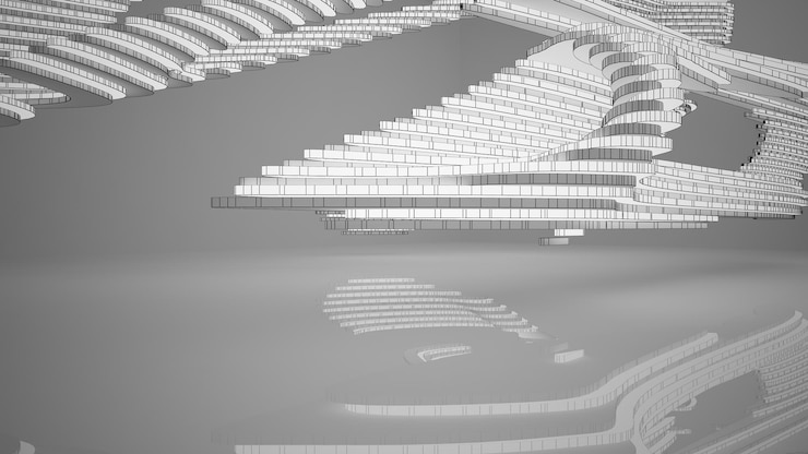 Foto un modelo 3d de un edificio con un fondo blanco.