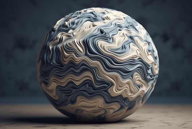 Un modelo 3d de una esfera con la textura del mármol.