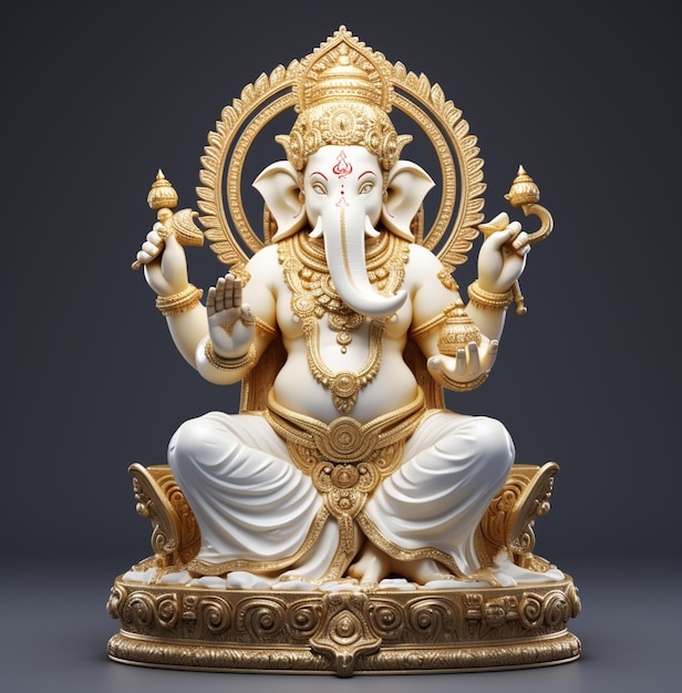 Foto modelo 3d de la estatua de ganesh del dios hindú.