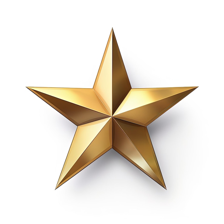 Foto modelo 3d de estrella dorada aislado en fondo blanco