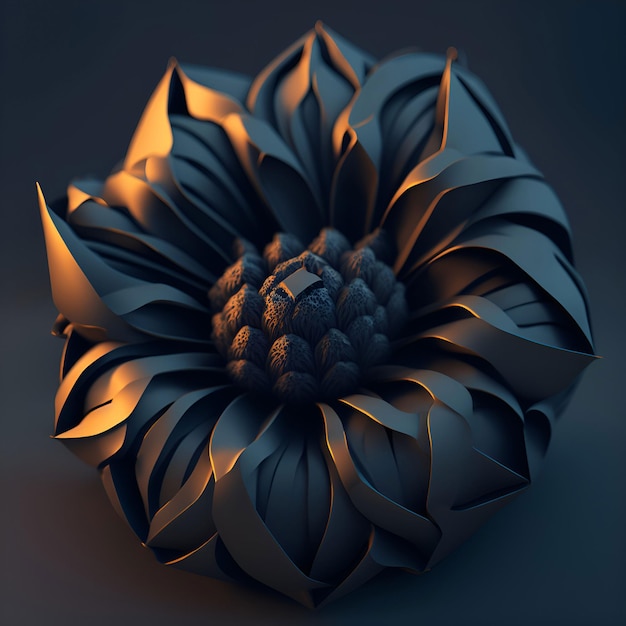 Un modelo 3d de una flor con un diamante en el centro.