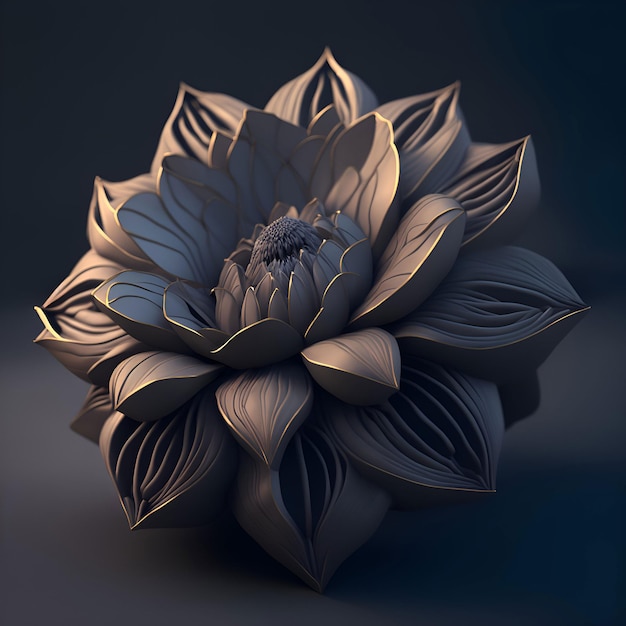 Un modelo 3d de una flor con la palabra loto.