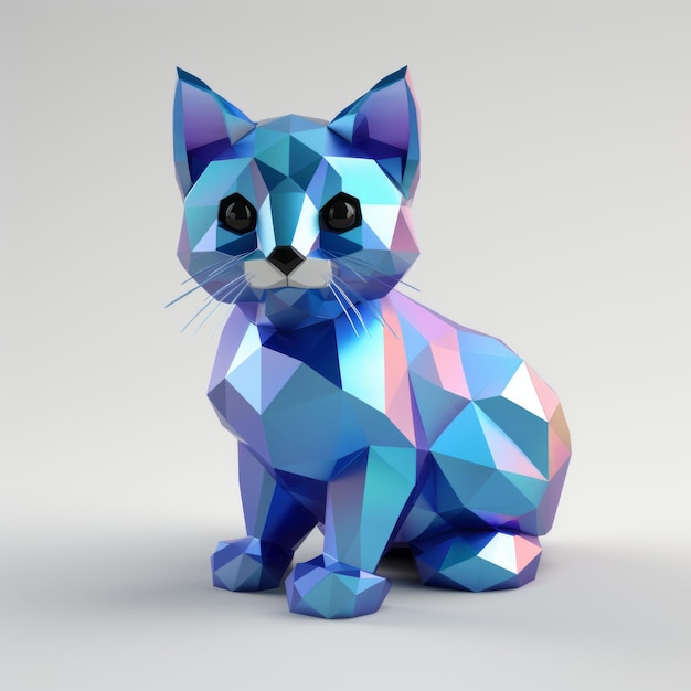 Modelo 3d de gatito de baja poli