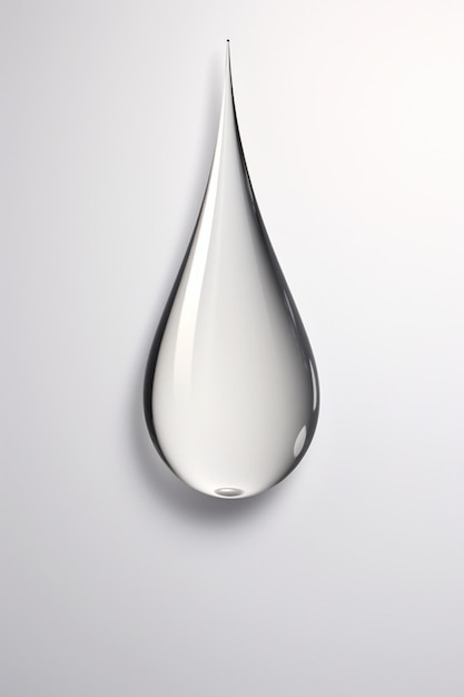 un modelo 3D de una gota de agua minimalista con una sombra sutil