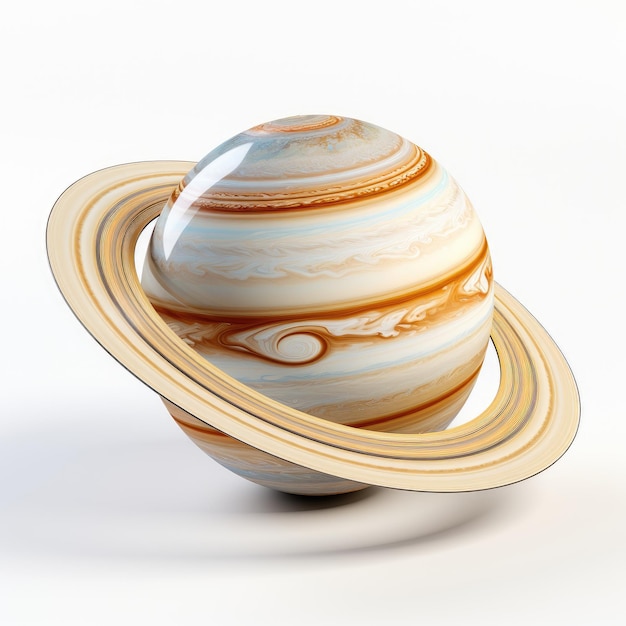 Modelo 3D imersivo globo terrestre oval incrivelmente realista com anéis de Saturno em fundo branco