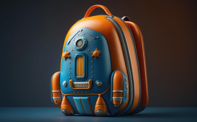 Un modelo 3d de una mochila con la palabra robot.