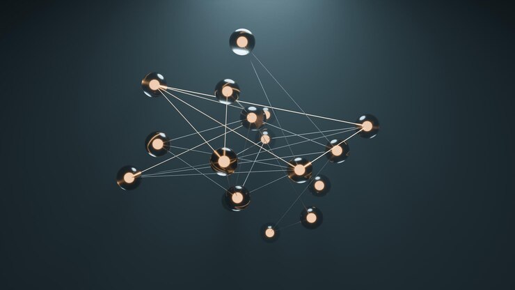 Foto modelo 3d moléculas y átomos enlaces químicos nanoestructura para la ciencia adn medicina y biotecnología