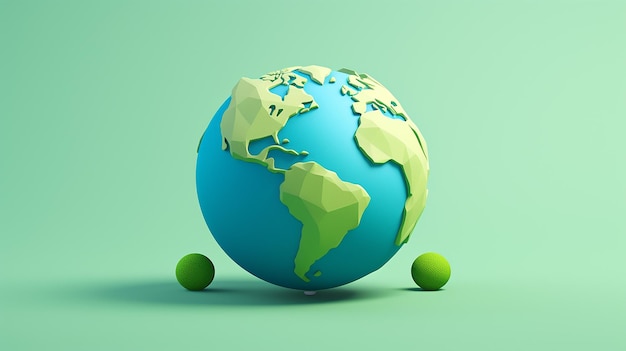 Modelo 3D del planeta Tierra en un fondo plano Generado por Ai