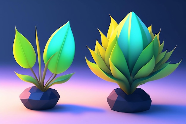 Un modelo 3d de plantas con la palabra planta