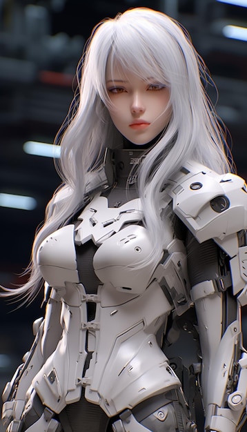 Modelo 3D realista de un cyborg humano en un mundo cibernético futurista Cyberpunk Woman generado por Ai