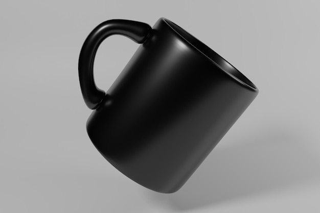 Foto modelo 3d de taza o taza negra para maqueta 3d de logotipo o cualquier diseño gráfico de taza de té o café