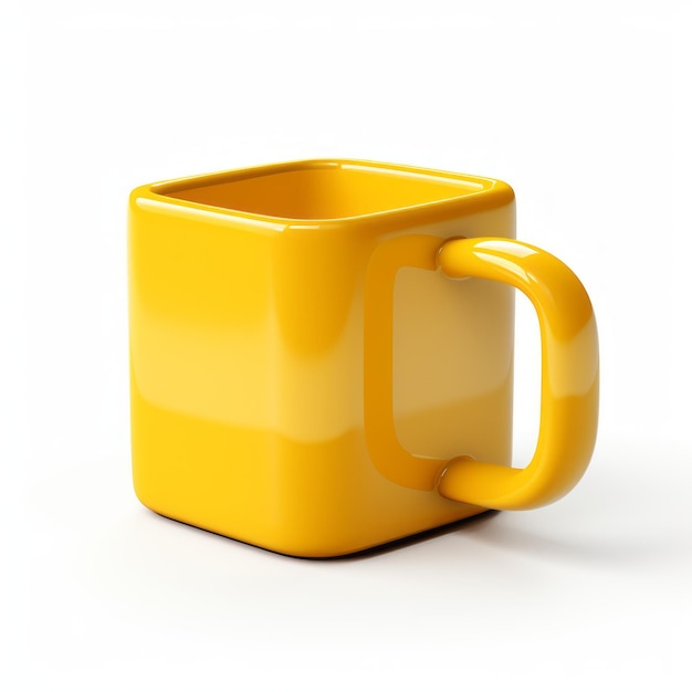 Foto modelo 3d de trazado de vray de taza de café amarillo con acabado flexible