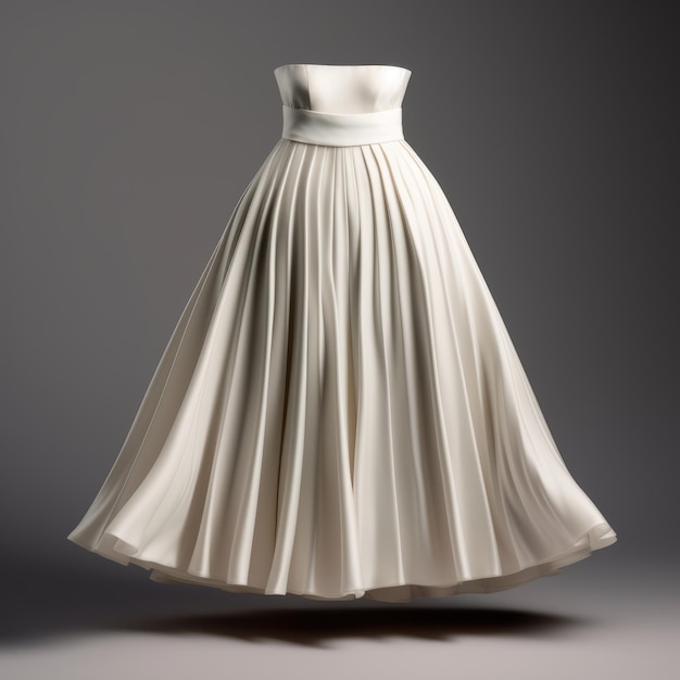 Modelo 3D vestido branco com gama de tons quentes e sensível feminino