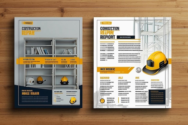 Modelo A4 de portada de reparación de la casa para un informe de herramientas de construcción y diseño de folleto
