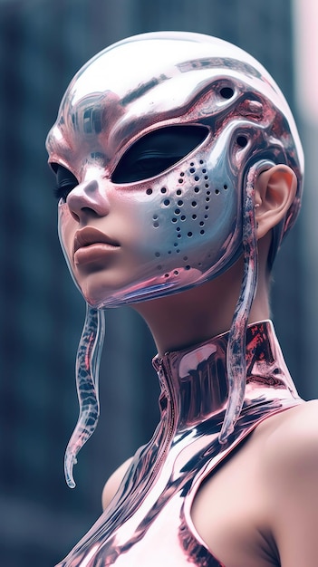 Modelo alienígena em fundo minimalista futurista abstrato