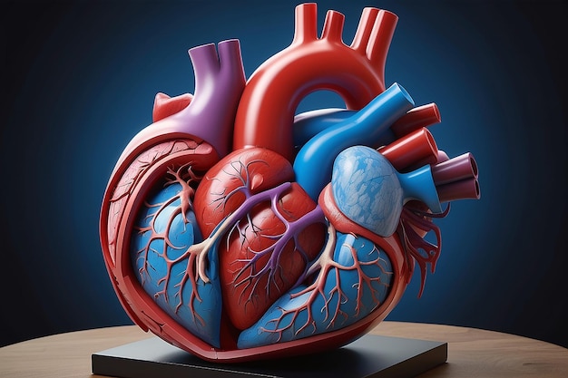 Modelo de anatomía del corazón humano con concepto médico