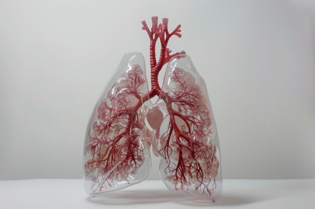 Foto modelo anatómico transparente de los pulmones humanos