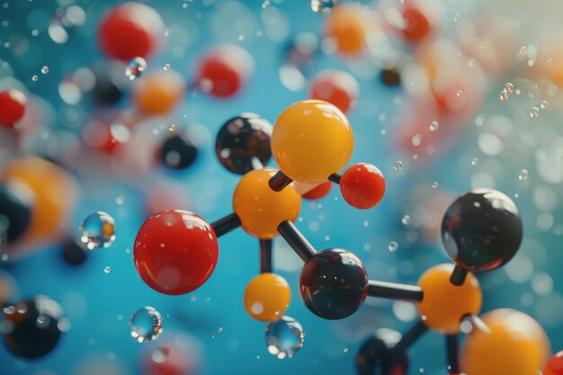 Modelo de átomo de molécula Ciencia de la estructura abstracta y concepto médico IA Generado