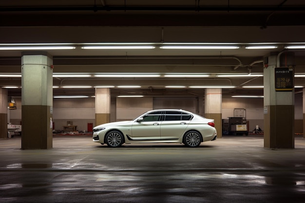 Foto modelo de automóvil en un garaje de estacionamiento