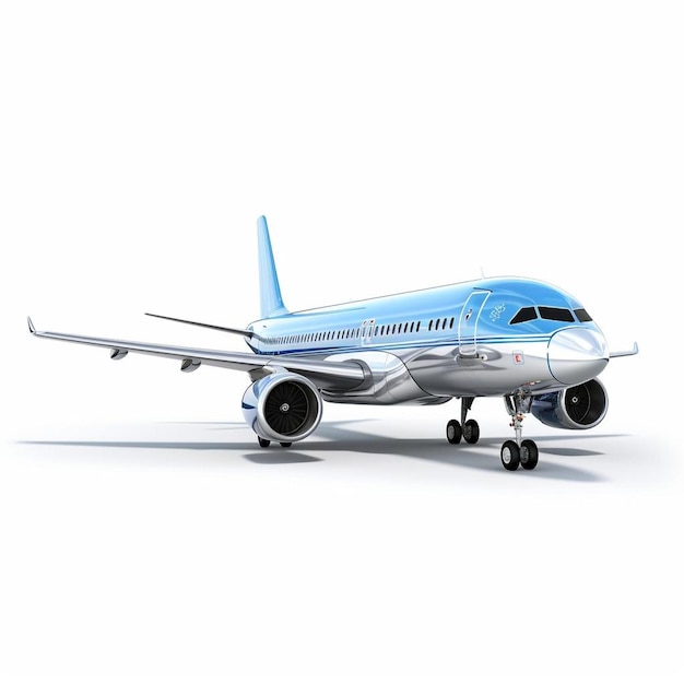 un modelo de un avión azul y plateado con la palabra ana en la cola