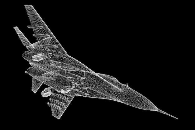 Modelo de avión de combate, estructura de la carrocería, modelo de alambre