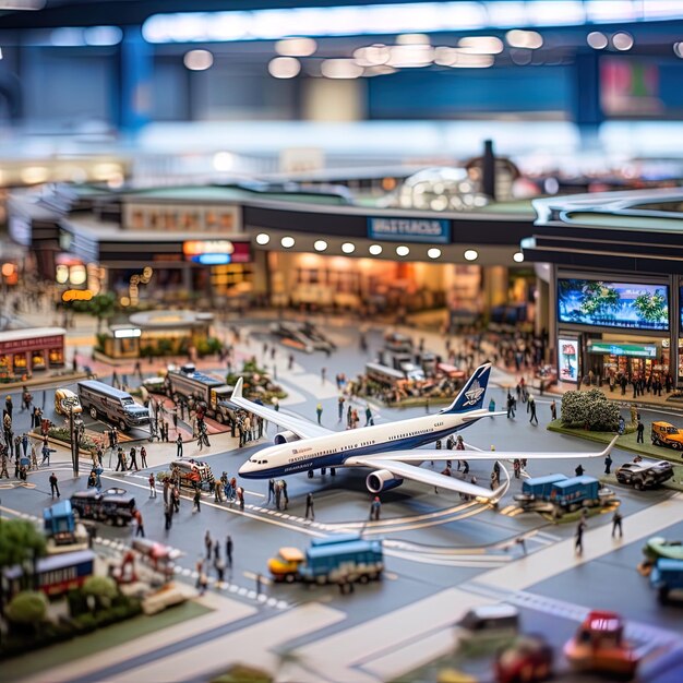 un modelo de un avión modelo se muestra frente a una tienda