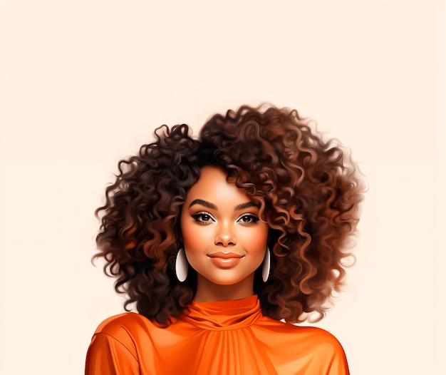 Foto modelo de belleza de cabello rizado afro mujer con sonrisa feliz