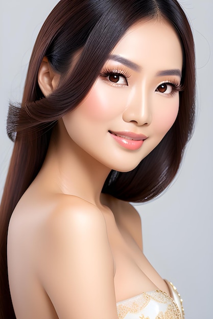 Modelo de belleza comercial de mujer de belleza vietnamita.