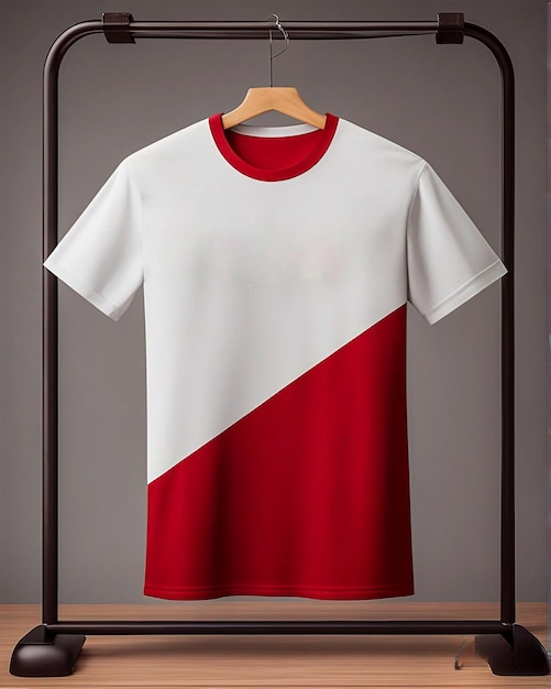 Foto un modelo en blanco de camiseta roja para el diseño de psd