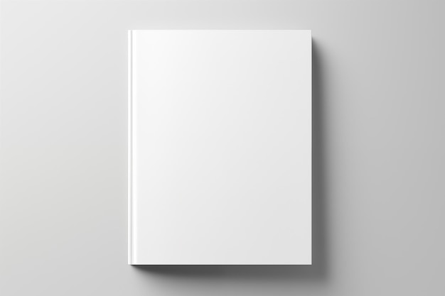 Modelo en blanco de folleto A4 o bloc de libros sobre fondo gris