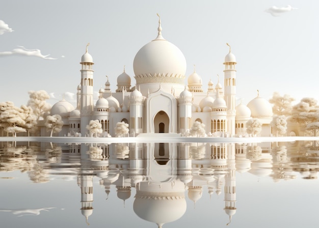 Un modelo blanco de una mezquita con una cúpula en la parte superior.