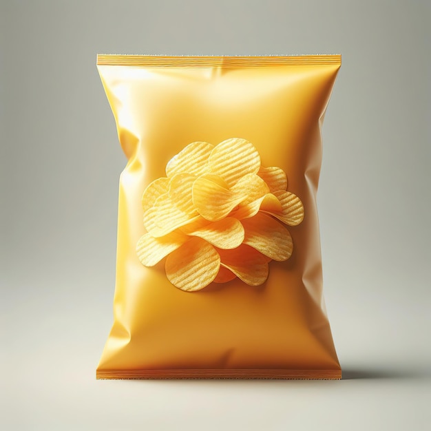 Foto modelo de bolsa de papas fritas aisladas