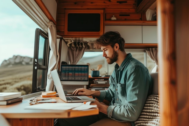 Modelo bonito abraçando o trabalho digital em RV compacto