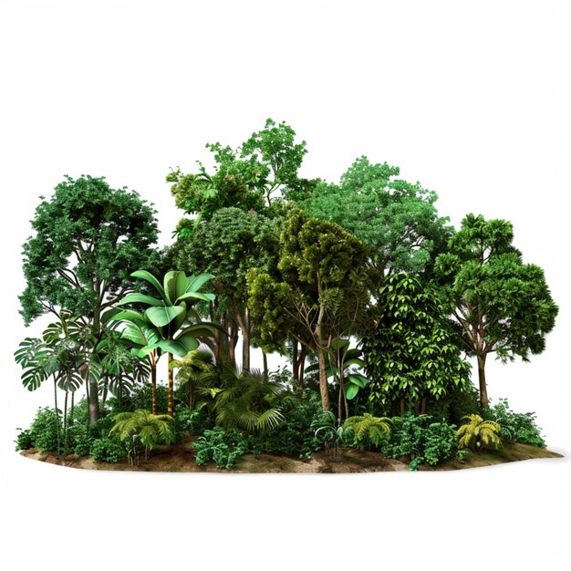 Foto un modelo de un bosque tropical con árboles y plantas